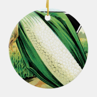 Vintage Seed Packet Label Art, Sweet White Corn Ceramic Ornament