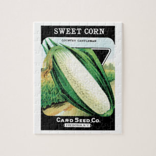 Vintage Seed Packet Label Art, Sweet White Corn Jigsaw Puzzle