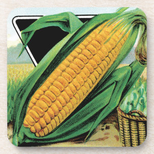 Vintage Seed Packet Label Art, Sweet Yellow Corn Beverage Coaster