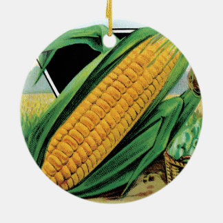 Vintage Seed Packet Label Art, Sweet Yellow Corn Ceramic Ornament