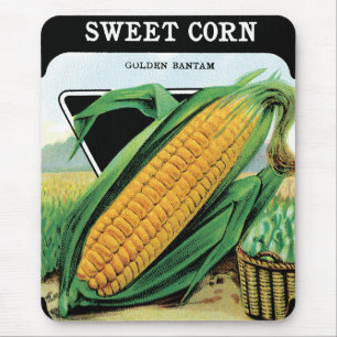 Vintage Seed Packet Label Art, Sweet Yellow Corn Mouse Pad