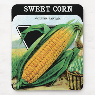 Vintage Seed Packet Label Art, Sweet Yellow Corn Mouse Pad