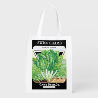 Vintage Seed Packet Label Art, Swiss Chard Veggies Grocery Bag