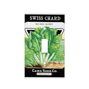 Vintage Seed Packet Label Art, Swiss Chard Veggies Light Switch Cover