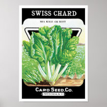 Vintage Seed Packet Label Art, Swiss Chard Veggies