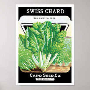 Vintage Seed Packet Label Art, Swiss Chard Veggies Poster