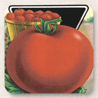 Vintage Seed Packet Label Art, Tomato Pomodoro Beverage Coaster