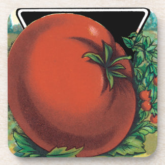 Vintage Seed Packet Label Art, Tomato Pomodoro Beverage Coaster
