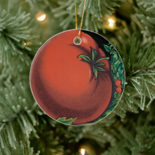 Vintage Seed Packet Label Art, Tomato Pomodoro Ceramic Ornament