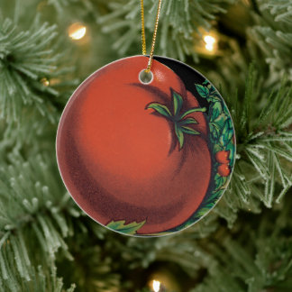 Vintage Seed Packet Label Art, Tomato Pomodoro Ceramic Ornament