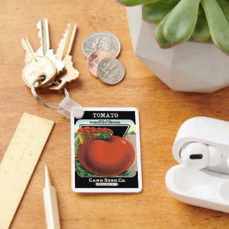 Vintage Seed Packet Label Art, Tomato Pomodoro Keychain