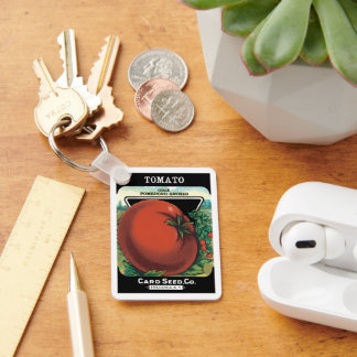 Vintage Seed Packet Label Art, Tomato Pomodoro Keychain