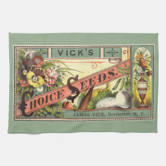 Vintage Seed Packet Label Art, Vick's Choice Seeds Kitchen Towel