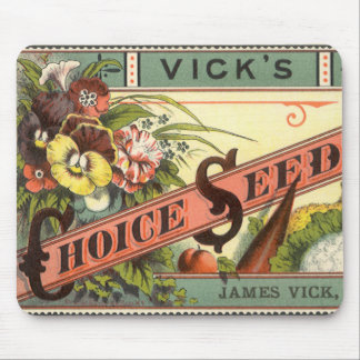 Vintage Seed Packet Label Art, Vick's Choice Seeds Mouse Pad