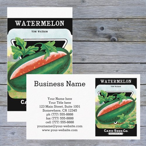 Vintage Seed Packet Label Art Watermelons Fruit Business Card
