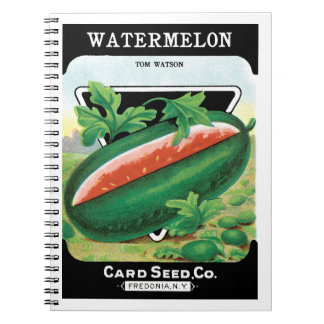Vintage Seed Packet Label Art, Watermelons Fruit Notebook
