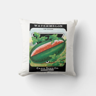 Vintage Seed Packet Label Art, Watermelons Fruit Throw Pillow