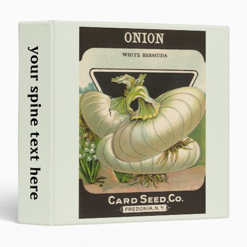 Vintage Seed Packet Label Art White Bermuda Onions 3 Ring Binder