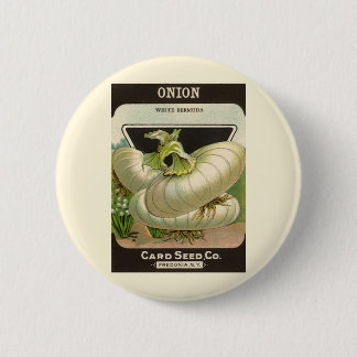 Vintage Seed Packet Label Art White Bermuda Onions Button