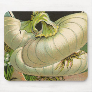Vintage Seed Packet Label Art White Bermuda Onions Mouse Pad
