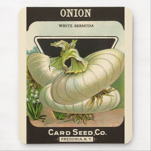 Vintage Seed Packet Label Art White Bermuda Onions Mouse Pad