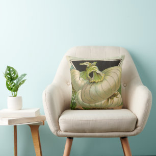 Vintage Seed Packet Label Art White Bermuda Onions Throw Pillow
