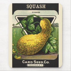 Vintage Seed Packet Label Art Yellow Summer Squash Mouse Pad