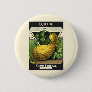Vintage Seed Packet Label Art Yellow Summer Squash Pinback Button
