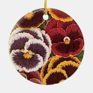 Vintage Seed Packet Labels, Garden Pansy Flowers Ceramic Ornament