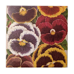 Vintage Seed Packet Labels, Garden Pansy Flowers Ceramic Tile