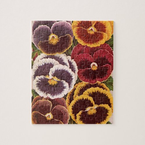 Vintage Seed Packet Labels Garden Pansy Flowers Jigsaw Puzzle