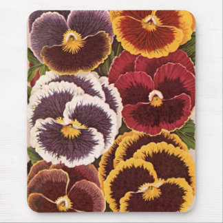Vintage Seed Packet Labels, Garden Pansy Flowers Mouse Pad