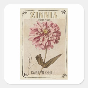Vintage Seed Packets B Square Sticker