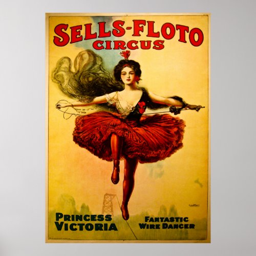 Vintage Sells_Floto Circus Wire Walker Poster
