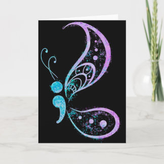 Vintage Semicolon Butterfly Semi-colon Tattoo Ment Card