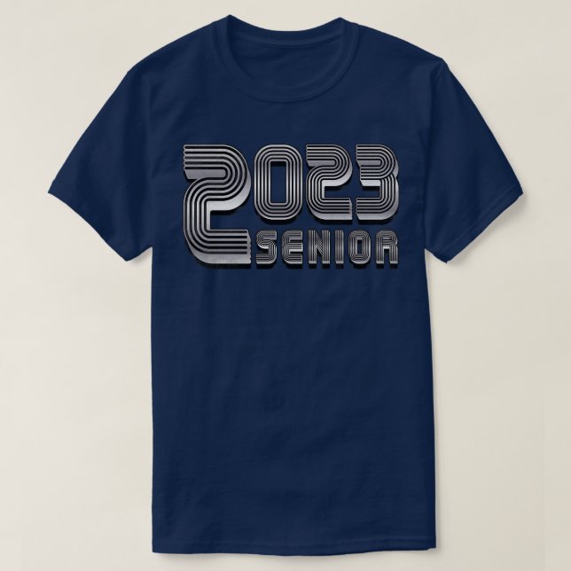 Vintage Senior 2023 Silver Text T-Shirt (Design Front)
