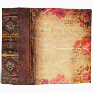 Vintage Sepia and Rose Floral Antique 3 Ring Binder