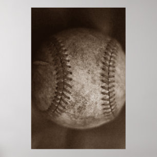 Vintage Sepia Baseball Unique Artwork Poster