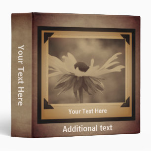 Vintage Sepia Black Eyed Susan Personalized 3 Ring Binder