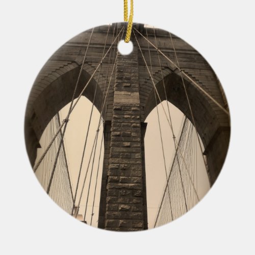 Vintage Sepia Brooklyn Bridge Ceramic Ornament