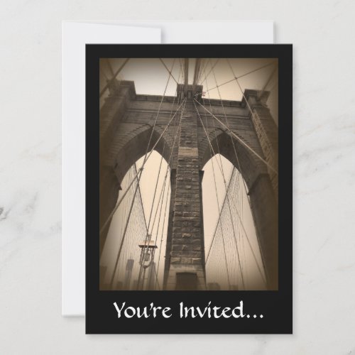 Vintage Sepia Brooklyn Bridge Custom Invites