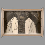 Vintage Sepia Brooklyn Bridge New York Serving Tray
