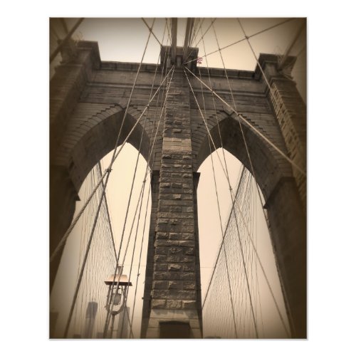 Vintage Sepia Brooklyn Bridge Photo Print