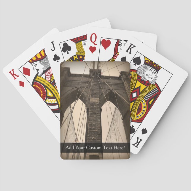 Vintage Sepia Brooklyn Bridge Poker Cards (Back)
