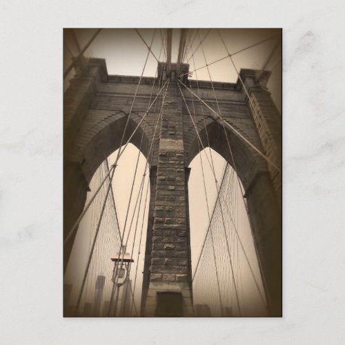 Vintage Sepia Brooklyn Bridge Postcard