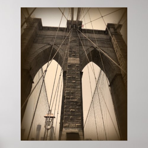 Vintage Sepia Brooklyn Bridge Poster