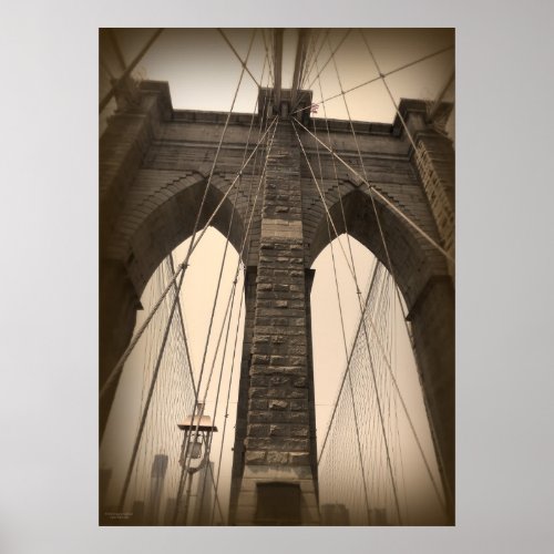 Vintage Sepia Brooklyn Bridge Poster