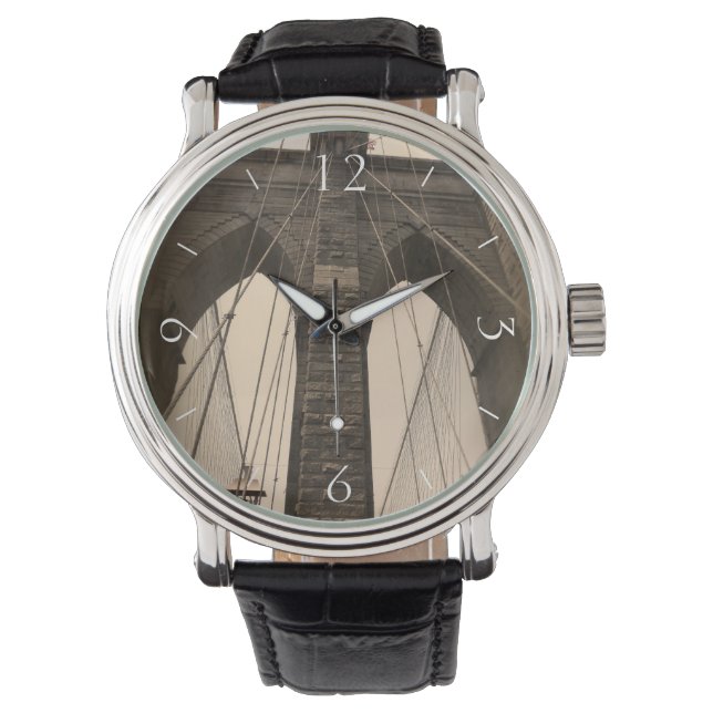 Vintage Sepia Brooklyn Bridge Watch (Front)