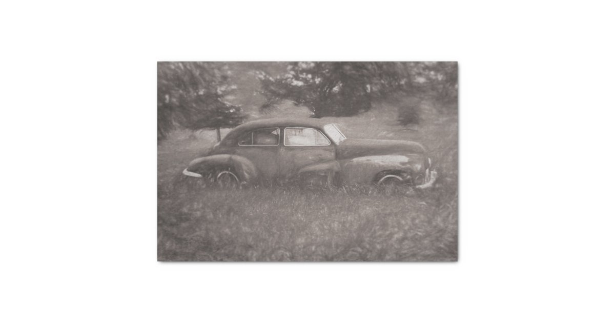 Vintage Sepia Car Antique Old Rustic Art Decoupage Tissue Paper | Zazzle