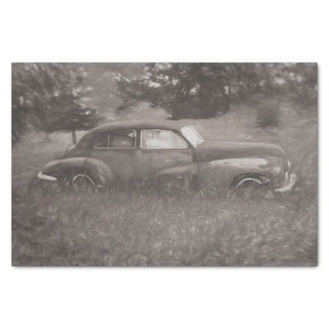 Vintage Sepia Car Antique Old Rustic Art Decoupage Tissue Paper | Zazzle